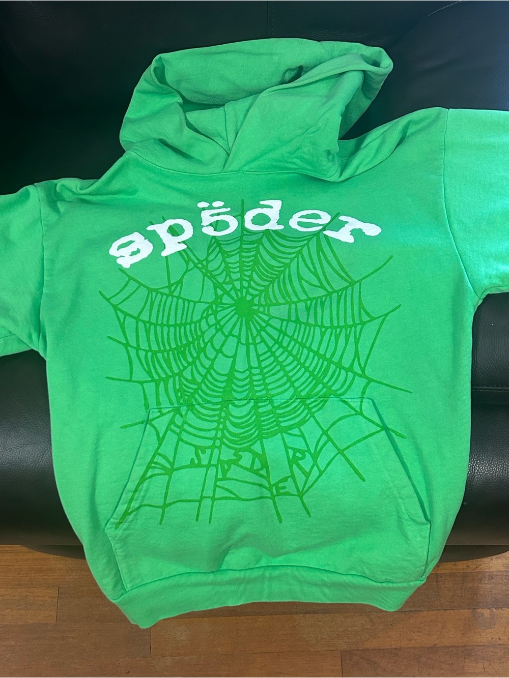 Spyder Green Pullover Hoodie with Spider Web Graphic